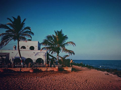 Have your morning coffee at the cafe on the beach